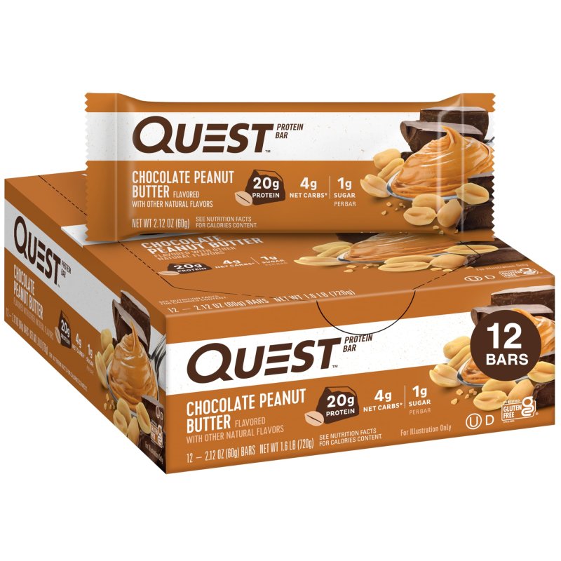 QUEST CHOCOLATE PEANUT BUTTER BLUEBERRY MUFFIN PROTEIN BARS HIGH PROTEIN LOW CARB GLUTEN FREE KETO FRIENDLY 12 COUNT PACKAGING MAY VARY