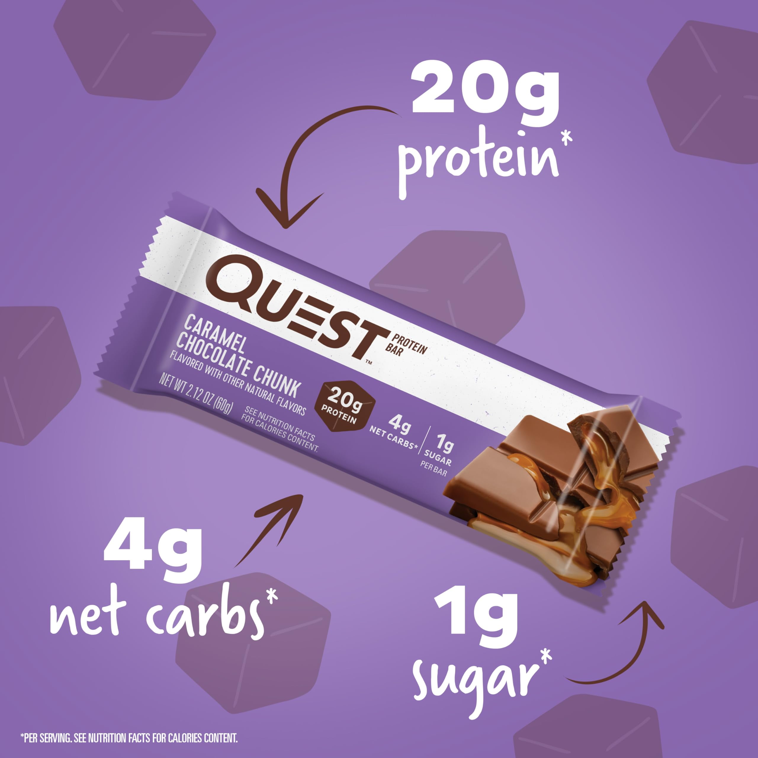 QUEST NUTRITION CARAMEL CHOCOLATE CHUNK & APPLE PIE PROTEIN BARS - HIGH PROTEIN, LOW CARB, GLUTEN FREE - 20G PROTEIN, 4G NET CARBS, 2G SUGAR - PACKAGING MAY VARY