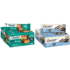 QUEST CHOCOLATE COCONUT HERO AND DIPPED COOKIES AND CREAM PROTEIN BARS 15G AND 18G PROTEIN 12 COUNT VARY PACKAGING