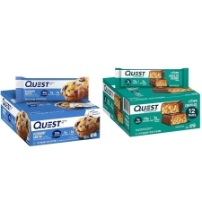 QUEST BLUEBERRY MUFFIN CHOCOLATE COCONUT HERO PROTEIN BARS BUNDLE HIGH PROTEIN LOW CARB GLUTEN FREE 12 COUNT PACKAGING MAY VARY