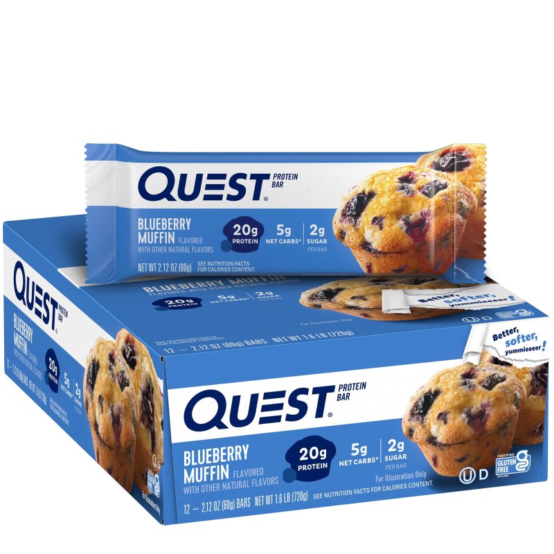 QUEST BLUEBERRY MUFFIN CHOCOLATE COCONUT HERO PROTEIN BARS BUNDLE HIGH PROTEIN LOW CARB GLUTEN FREE 12 COUNT PACKAGING MAY VARY