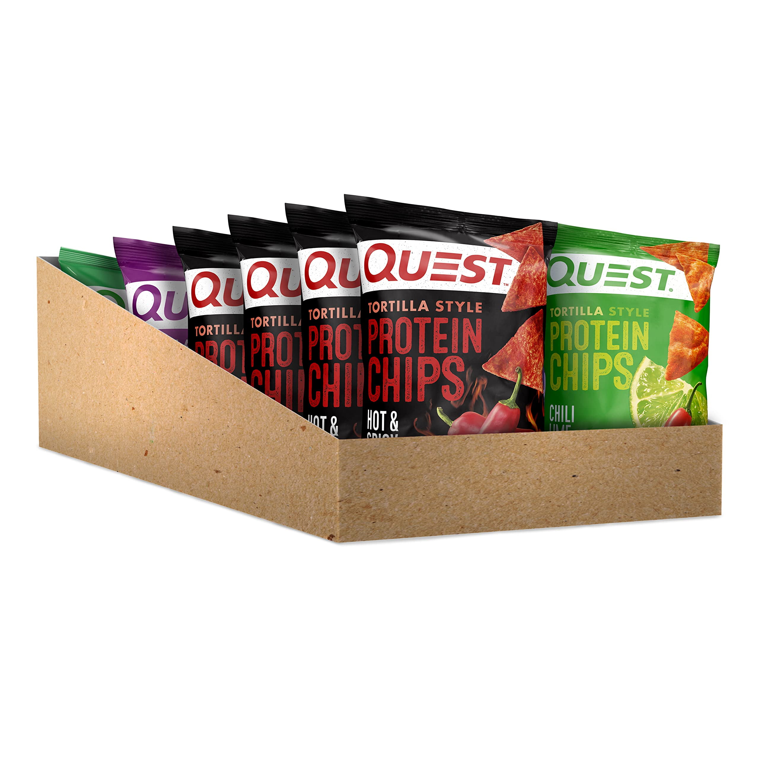 QUEST TORTILLA STYLE PROTEIN CHIPS CHILI LIME HOT SPICY SPICY SWEET CHILI VARIETY PACK 12 COUNT