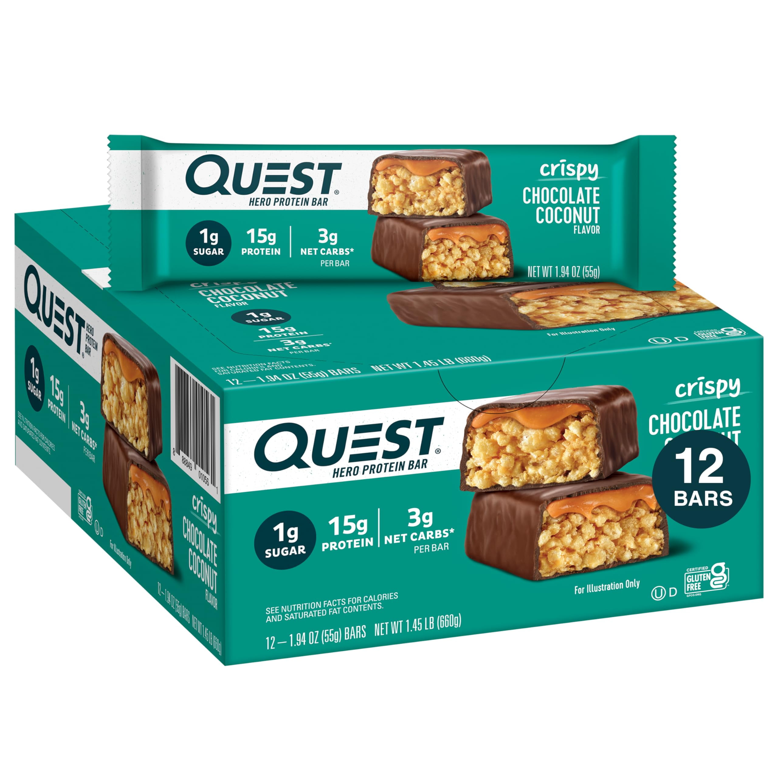 QUEST PROTEIN BARS BUNDLE: DOUBLE CHOCOLATE CHUNK & CHOCOLATE COCONUT HERO (24 BARS) PACKAGING MAY VARY