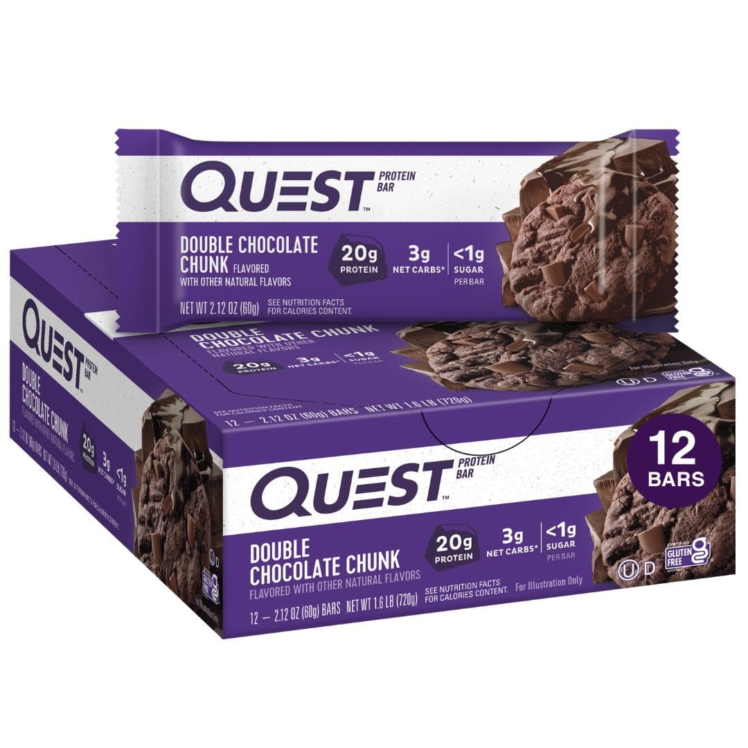 QUEST PROTEIN BARS BUNDLE: DOUBLE CHOCOLATE CHUNK & CHOCOLATE COCONUT HERO (24 BARS) PACKAGING MAY VARY