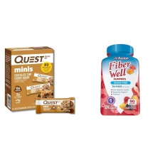 QUEST MINI PROTEIN BARS & VITAFUSION SUGAR FREE FIBER GUMMIES - 14CT PROTEIN BARS & 90CT FIBER SUPPLEMENTS