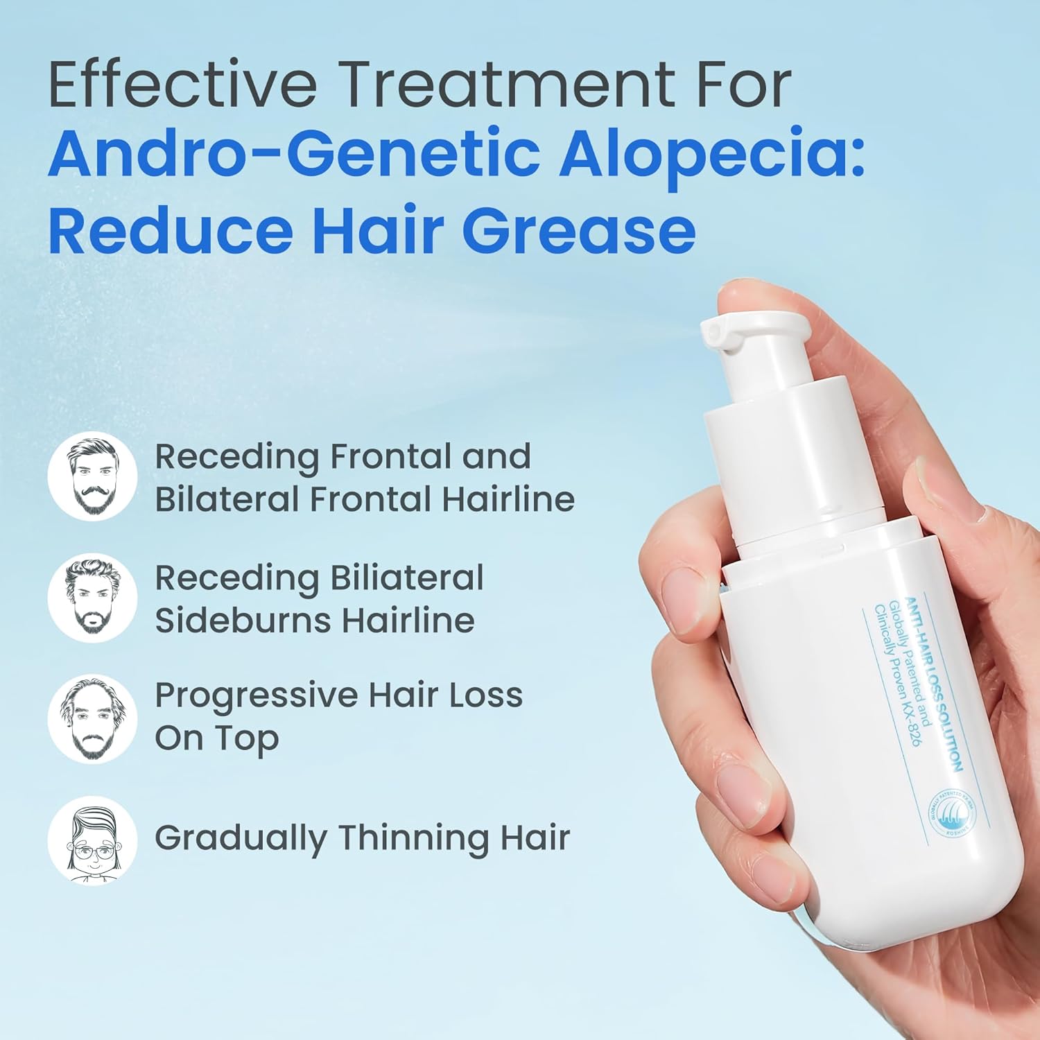 DHT BLOCKER HAIR REGROWTH TREATMENT WITH KX-826 FOR MEN AND WOMEN - STRENGTHEN HAIR & RESTORE SCALP HEALTH - 1 MONTH SUPPLY - 60 ML