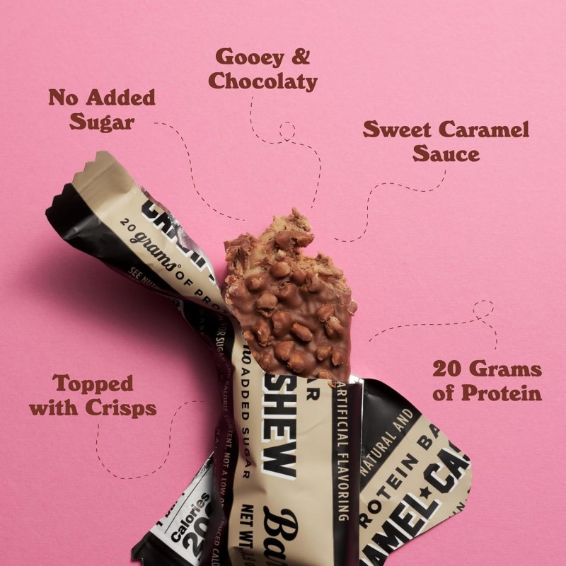 BAREBELLS PROTEIN BARS 20G HIGH PROTEIN 1.9OZ CARAMEL CASHEW 12 COUNT