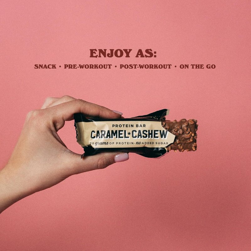 BAREBELLS PROTEIN BARS 20G HIGH PROTEIN 1.9OZ CARAMEL CASHEW 12 COUNT