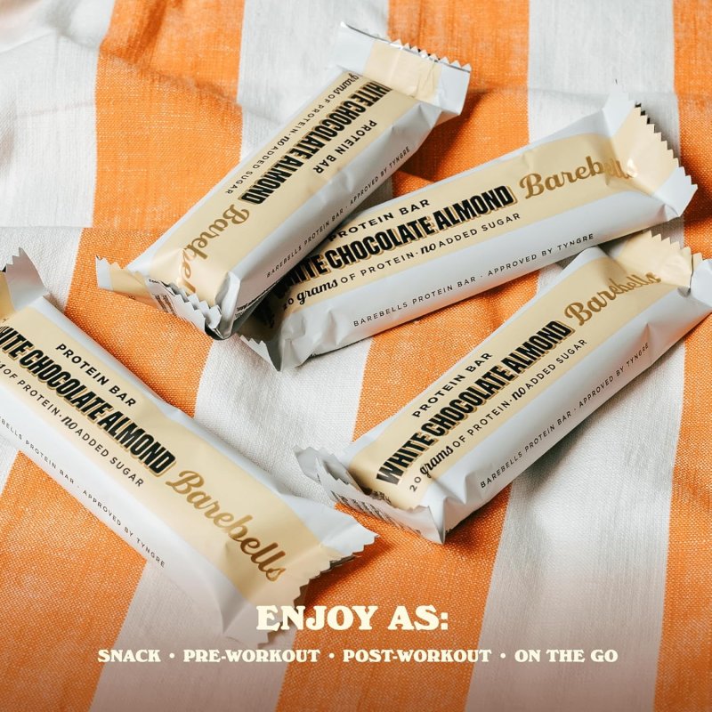 BAREBELLS HIGH PROTEIN BARS 20G PROTEIN 1.9OZ WHITE CHOCOLATE ALMOND 12 COUNT