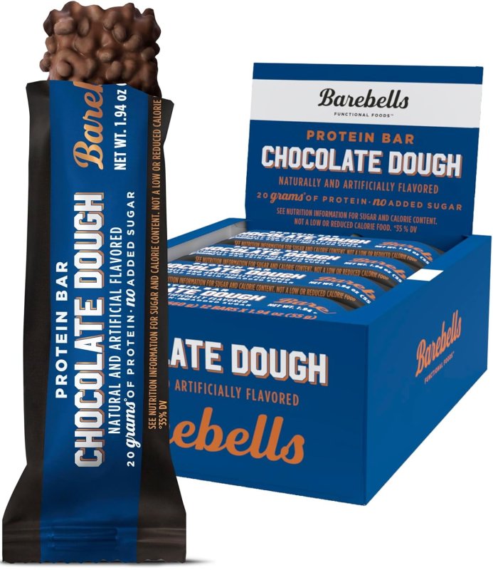 BAREBELLS CHOCOLATE DOUGH PROTEIN BAR BOX OF 12 BARS - 1.94 OZ EACH