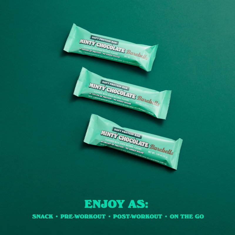 BAREBELLS MINTY CHOCOLATE HIGH PROTEIN BARS 16G PROTEIN 1.9OZ 12-PACK
