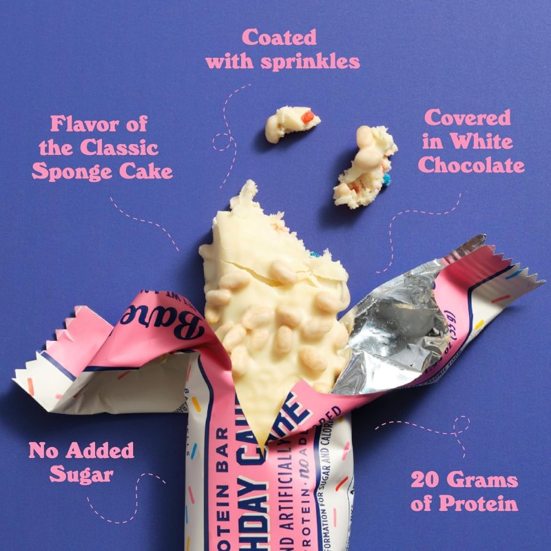 BAREBELLS BIRTHDAY CAKE PROTEIN BARS 20G HIGH PROTEIN 1.9OZ 12 COUNT