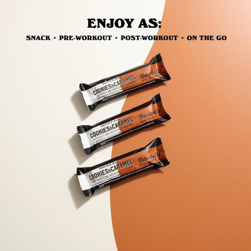 BAREBELLS 20G HIGH PROTEIN BARS, COOKIES AND CARAMEL FLAVOR, 1.9OZ - PACK OF 12