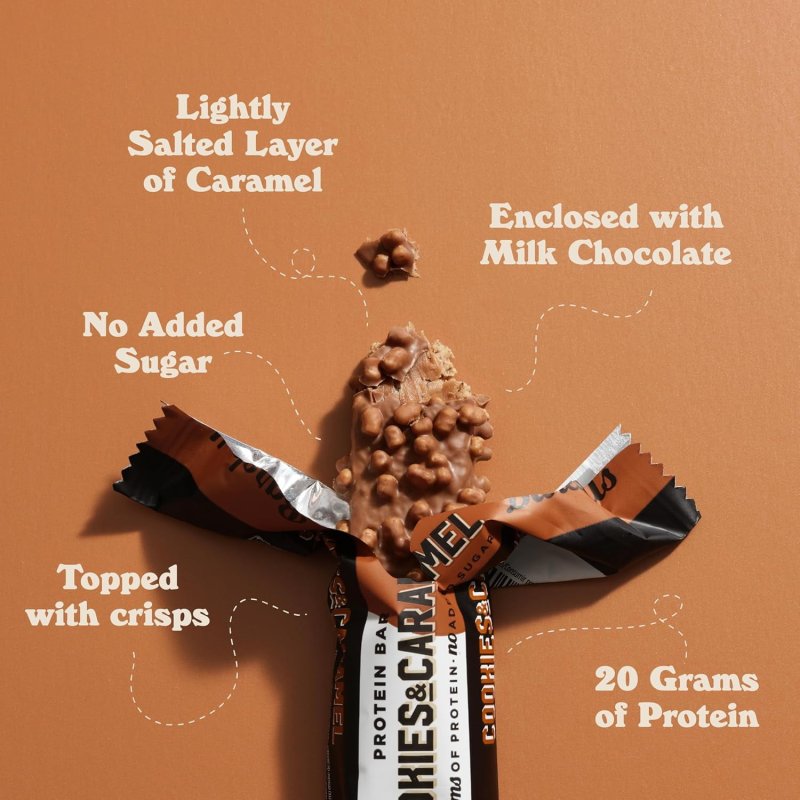 BAREBELLS 20G HIGH PROTEIN BARS, COOKIES AND CARAMEL FLAVOR, 1.9OZ - PACK OF 12
