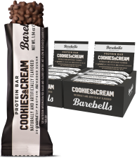 BAREBELLS PROTEIN BARS 20G HIGH PROTEIN 1.9OZ COOKIES CREAM 24 COUNT