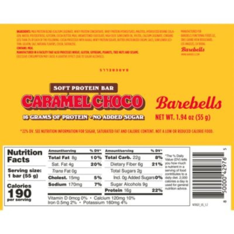 BAREBELLS CARAMEL CHOCOLATE PROTEIN BAR PACK OF 12