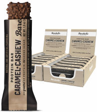 BAREBELLS CARAMEL CASHEW PROTEIN BARS 12 COUNT - HIGH PROTEIN SNACKS 20G - CHOCOLATE BAR 1G SUGARS