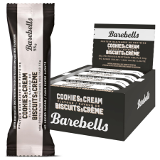 BAREBELLS COOKIES & CREAM PROTEIN BARS - 12 COUNT, 20G HIGH PROTEIN, 1G TOTAL SUGARS - ON-THE-GO SNACK & BREAKFAST BARS