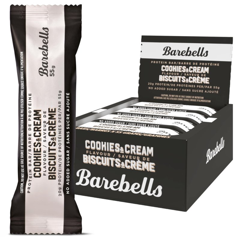 BAREBELLS PROTEIN BARS COOKIES HYZ01 CREAM 12 COUNT 2 PROTEIN SNACKS 20G HIGH PROTEIN CHOCOLATE BAR 1G TOTAL SUGARS ON THE GO SNACK BREAKFAST BARS