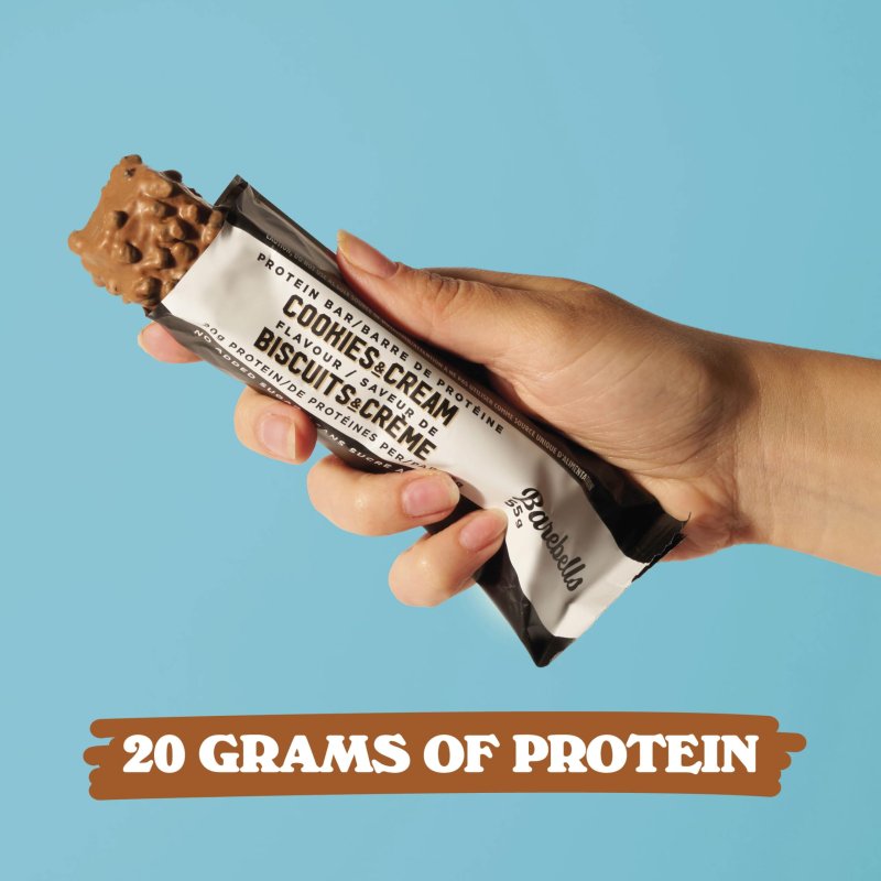 BAREBELLS PROTEIN BARS COOKIES HYZ01 CREAM 12 COUNT 2 PROTEIN SNACKS 20G HIGH PROTEIN CHOCOLATE BAR 1G TOTAL SUGARS ON THE GO SNACK BREAKFAST BARS