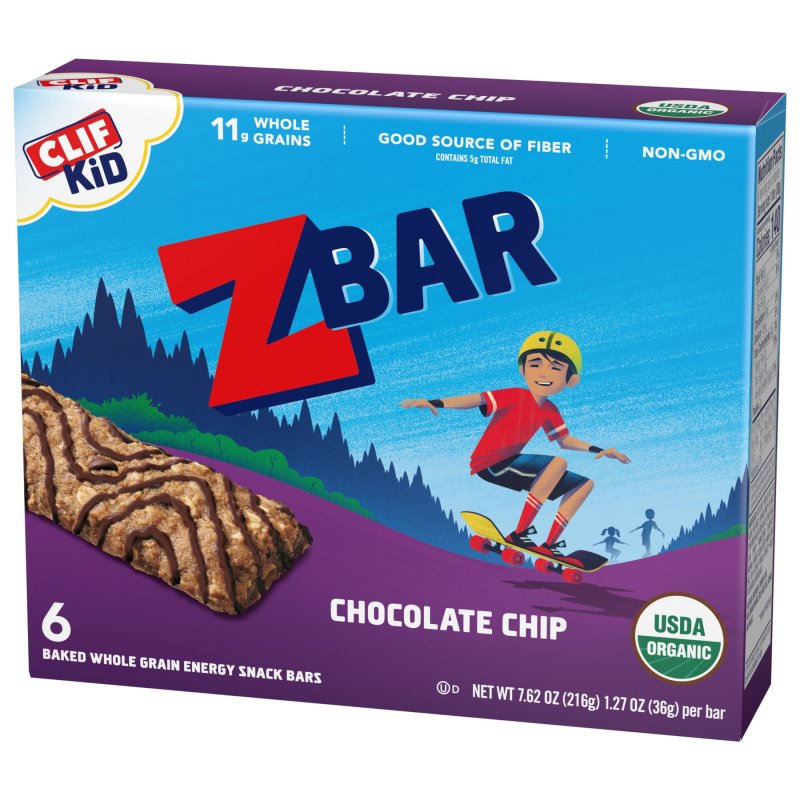 ZBAR ORGANIC CHOCOLATE CHIP SOFT BAKED SNACK BARS NON-GMO 11G WHOLE GRAINS USDA CERTIFIED 6 PACK
