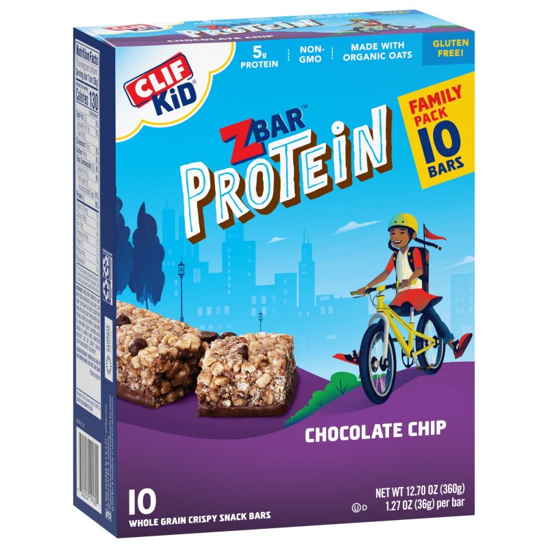 ZBAR ORGANIC CHOCOLATE CHIP CRISPY SNACK BARS WITH 5G PROTEIN - NON-GMO & GLUTEN FREE (10 PACK)