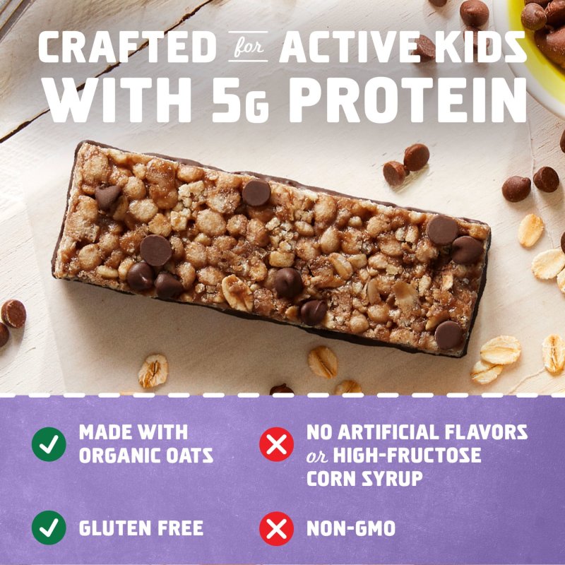 ZBAR ORGANIC CHOCOLATE CHIP CRISPY SNACK BARS WITH 5G PROTEIN - NON-GMO & GLUTEN FREE (10 PACK)