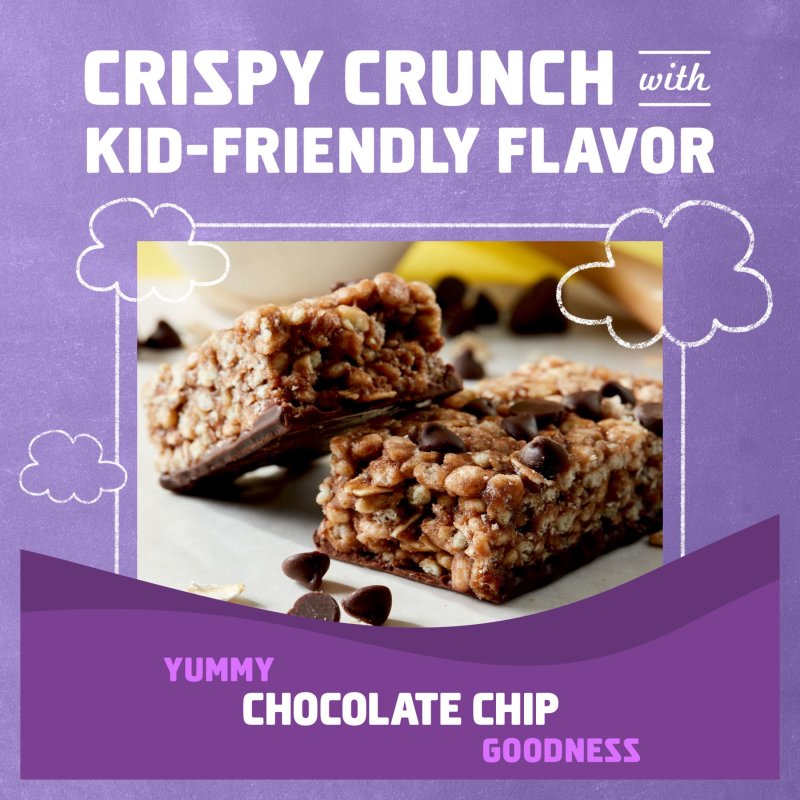 ZBAR ORGANIC CHOCOLATE CHIP CRISPY SNACK BARS WITH 5G PROTEIN - NON-GMO & GLUTEN FREE (10 PACK)
