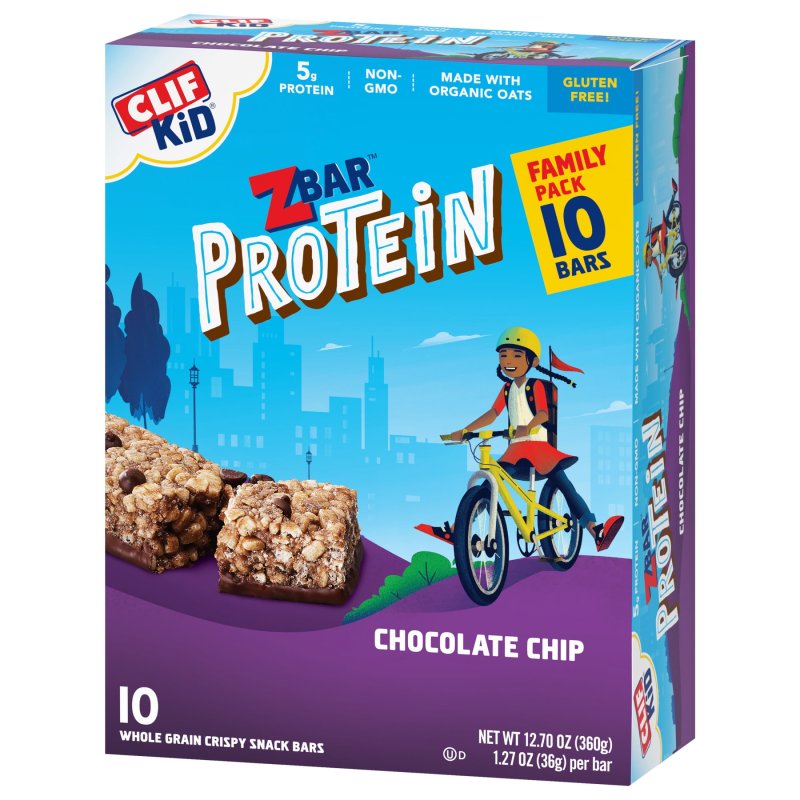 ZBAR ORGANIC CHOCOLATE CHIP CRISPY SNACK BARS WITH 5G PROTEIN - NON-GMO & GLUTEN FREE (10 PACK)