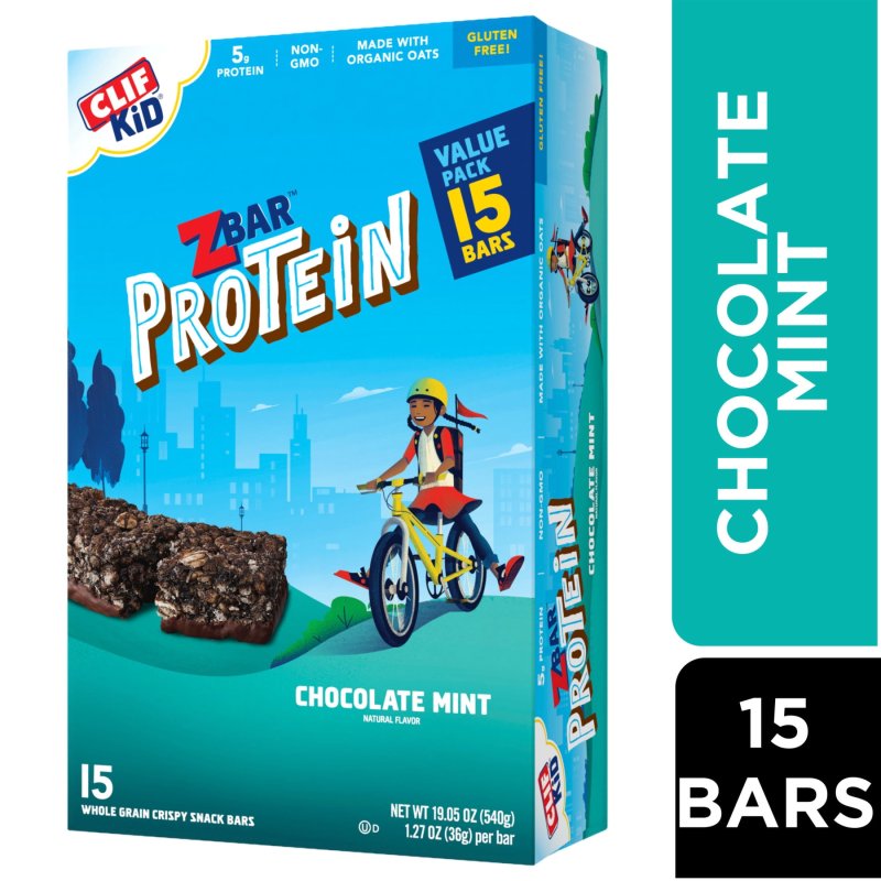 ZBAR PROTEIN CHOCOLATE MINT CRISPY SNACK BARS ORGANIC OATS NON-GMO 5G PROTEIN GLUTEN FREE 15 PACK