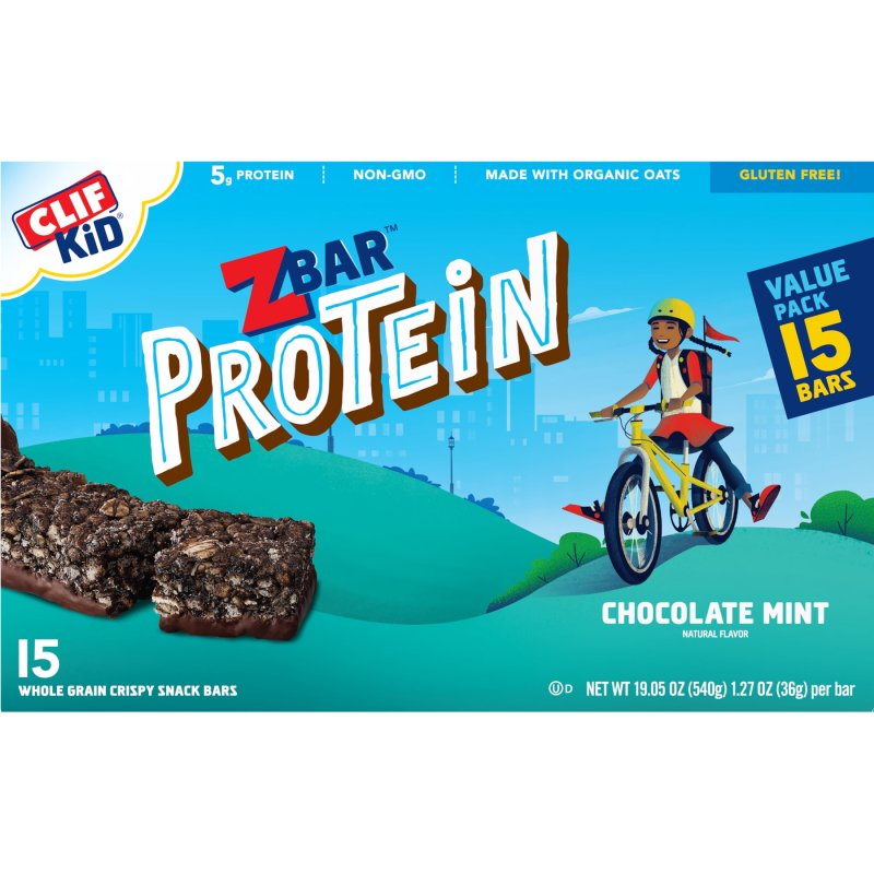 ZBAR PROTEIN CHOCOLATE MINT CRISPY SNACK BARS ORGANIC OATS NON-GMO 5G PROTEIN GLUTEN FREE 15 PACK