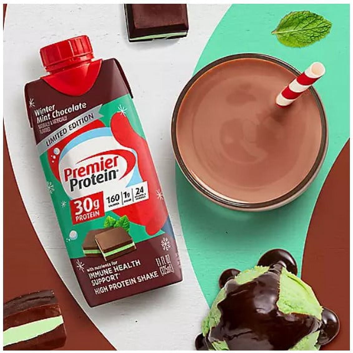 PREMIER PROTEIN 30G HIGH PROTEIN SHAKE WINTER MINT CHOCOLATE 11 FL. OZ. 15 PK
