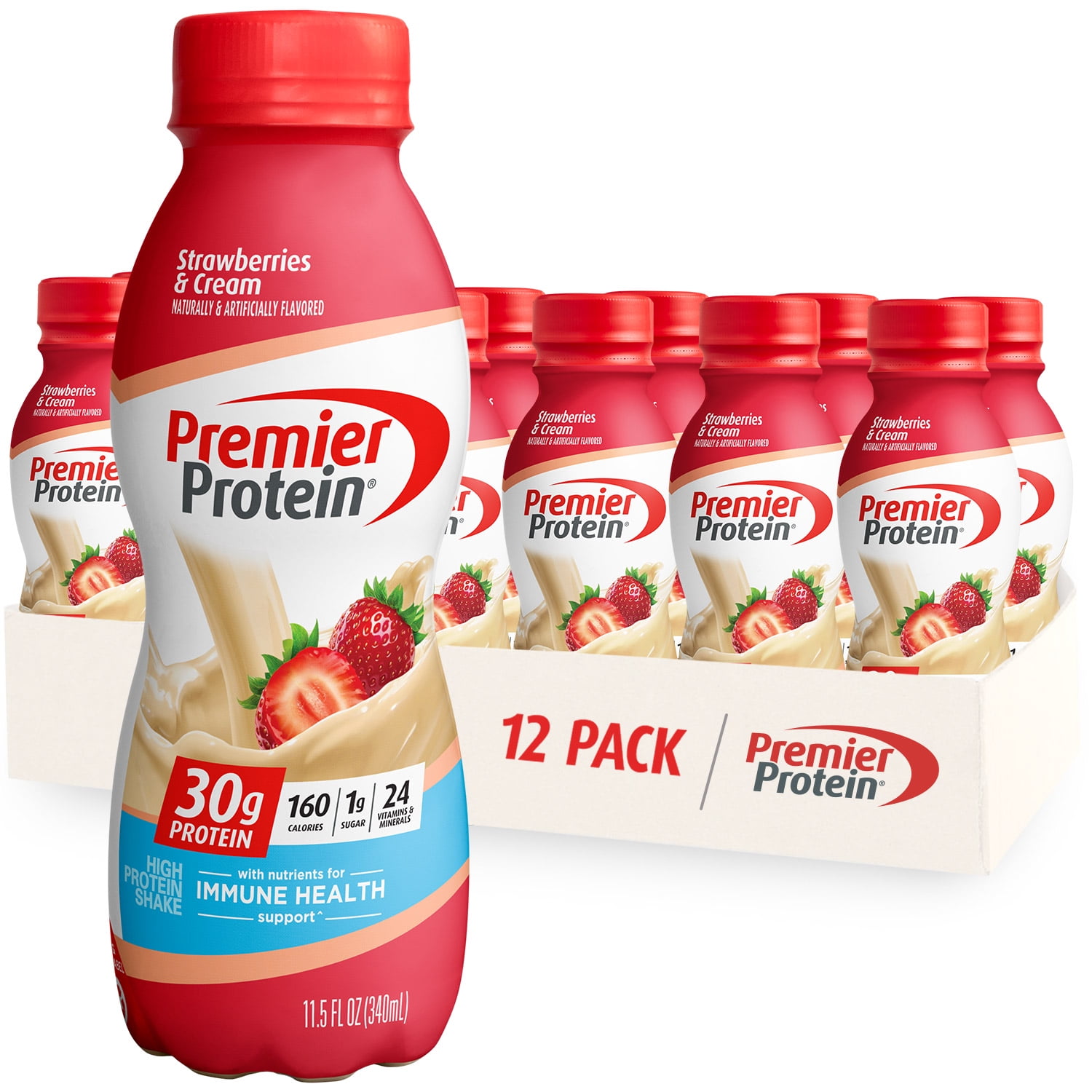 PREMIER PROTEIN SHAKE STRAWBERRIES CREAM 30G PROTEIN 115 FL OZ 12 CT