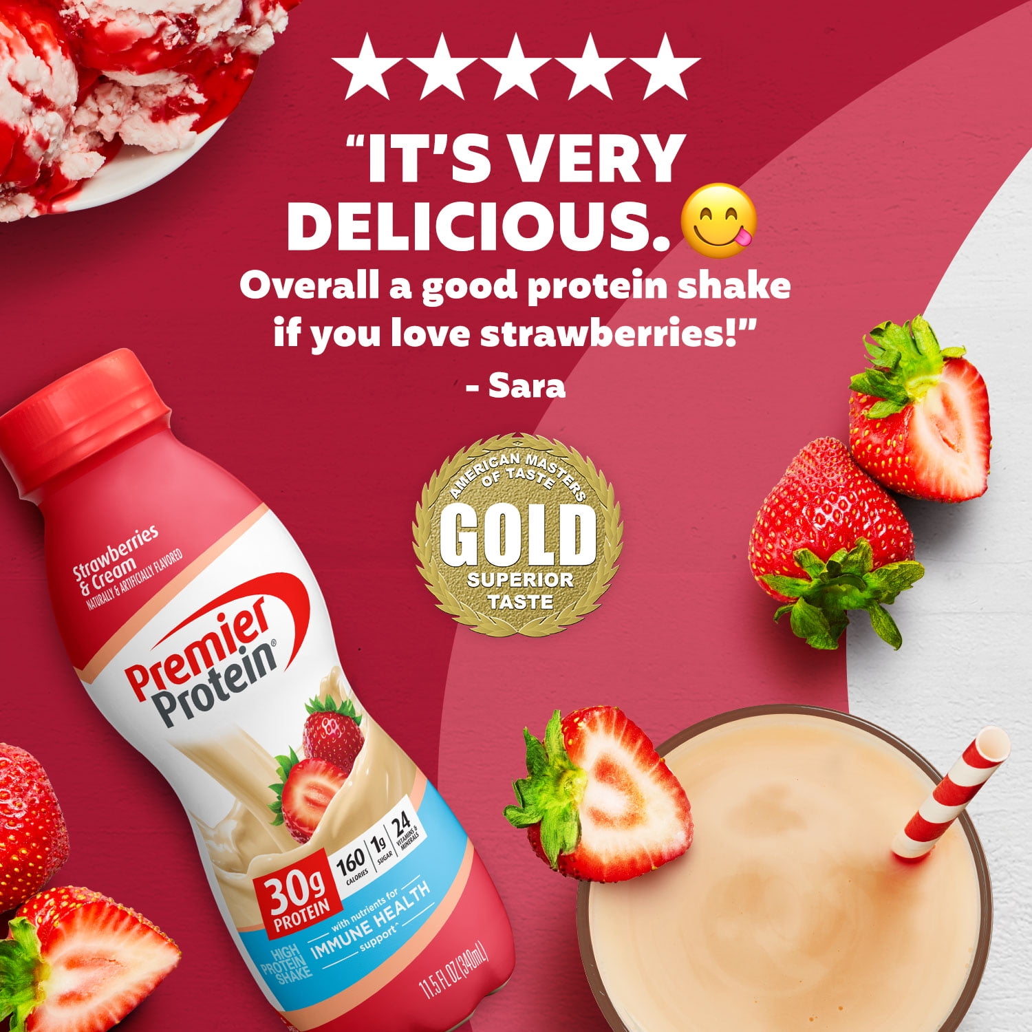 PREMIER PROTEIN SHAKE STRAWBERRIES CREAM 30G PROTEIN 115 FL OZ 12 CT