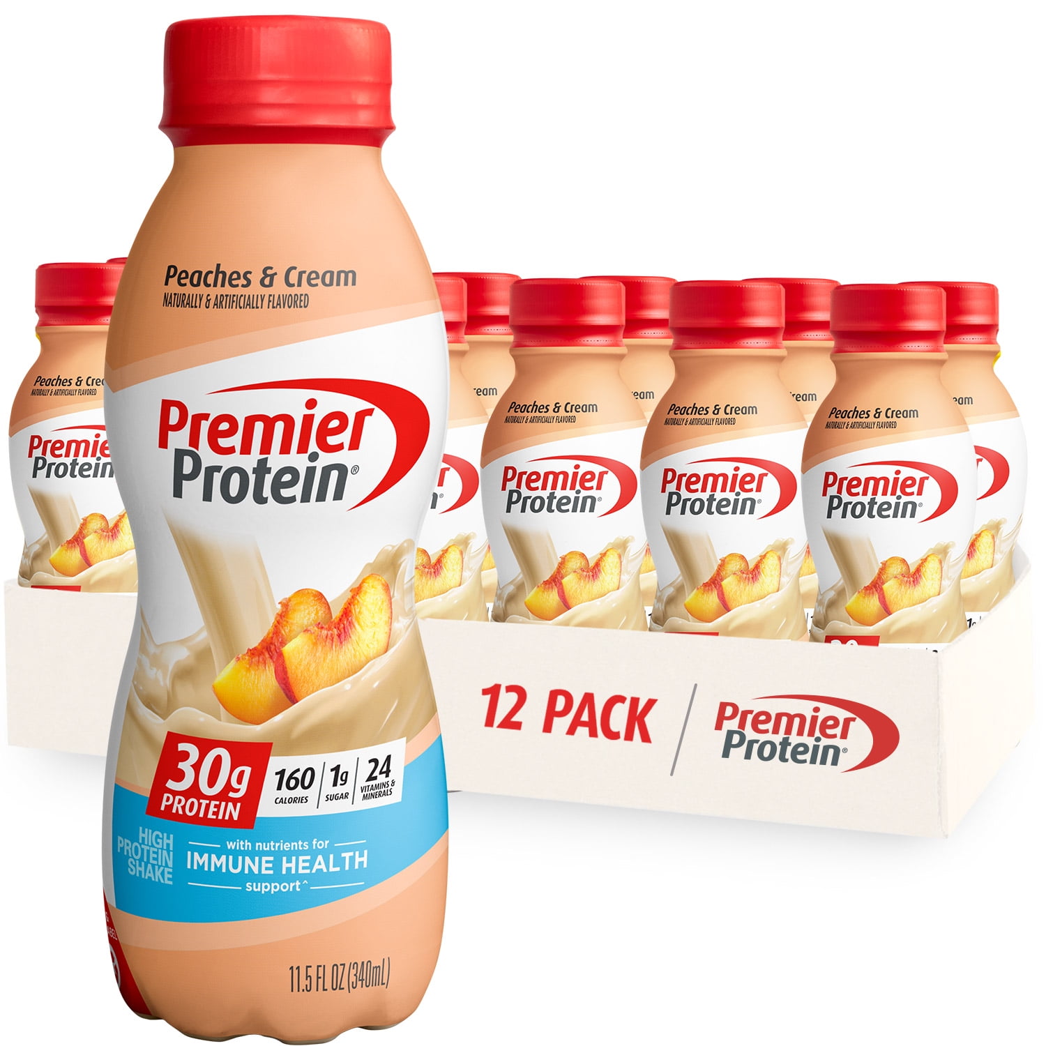 PREMIER PROTEIN SHAKE PEACHES AND CREAM 30G PROTEIN 11.5 FL OZ 12 CT