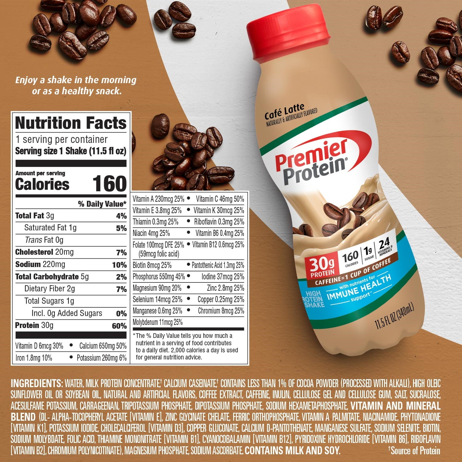 PREMIER PROTEIN SHAKE CAFé LATTE 30G PROTEIN 115 FL OZ 12 CT