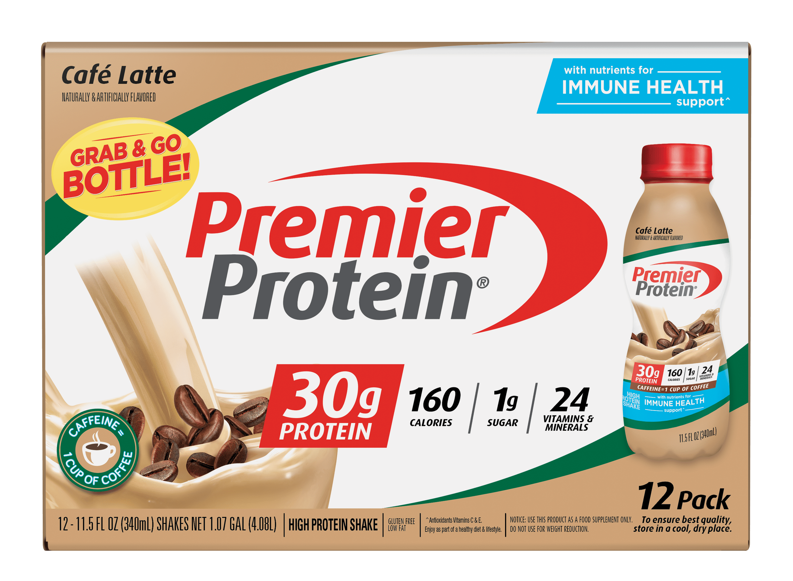 PREMIER PROTEIN SHAKE CAFé LATTE 30G PROTEIN 115 FL OZ 12 CT