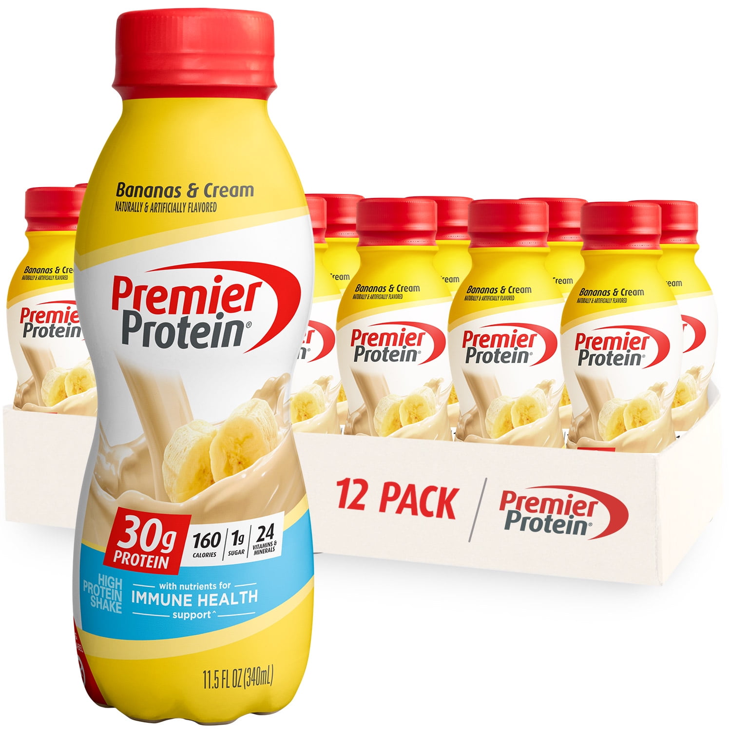 PREMIER PROTEIN SHAKE BANANAS CREAM 30G PROTEIN 115 FL OZ 12 CT