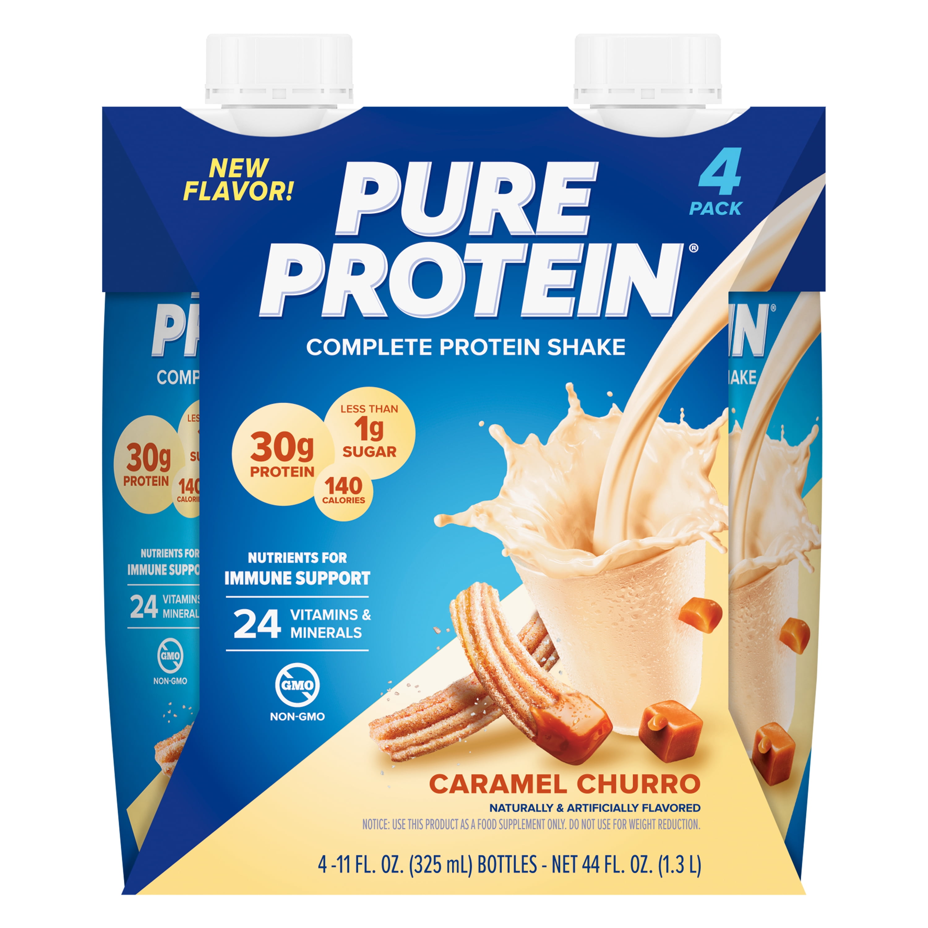 PURE PROTEIN CARAMEL CHURRO COMPLETE PROTEIN SHAKE 30G PROTEIN 11 FL OZ 4 CT