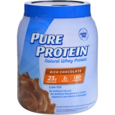 PURE PROTEIN NATURAL WHEY PROTEIN POWDER RICH CHOCOLATE 23G PROTEIN 1.6 LB