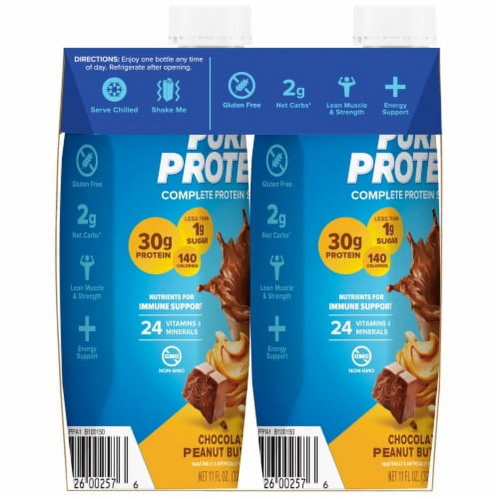 PURE PROTEIN CHOCOLATE PEANUT BUTTER PROTEIN SHAKES 4 PACK 11 FL OZ