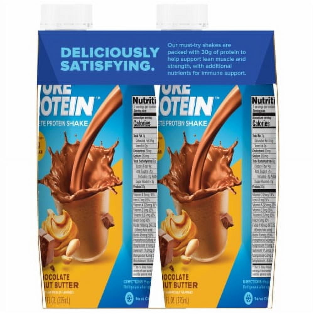 PURE PROTEIN CHOCOLATE PEANUT BUTTER PROTEIN SHAKES 4 PACK 11 FL OZ