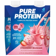 PURE STRAWBERRY MILKSHAKE COMPLETE PROTEIN SHAKE 11 FL OZ 4 BOTTLES 2X