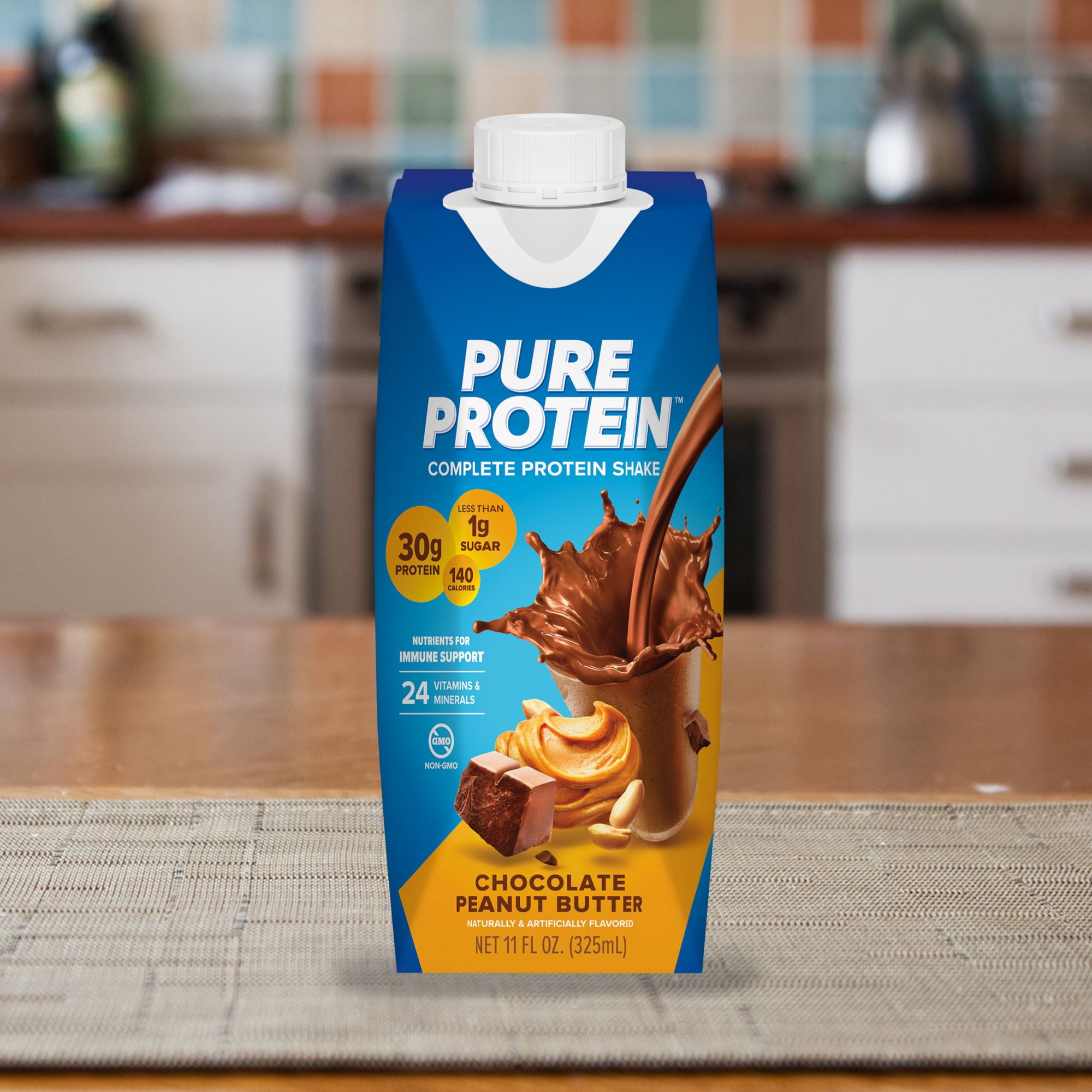PURE PROTEIN CHOCOLATE PEANUT BUTTER PROTEIN SHAKE 11 FL OZ 4 CT