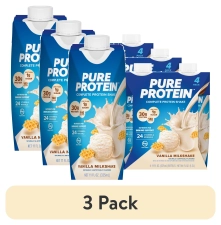 PURE PROTEIN SHAKE 3 PACK VANILLA MILKSHAKE 30G PROTEIN GLUTEN FREE 11 FL OZ 4 PK