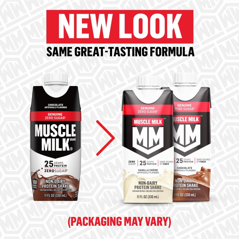 MUSCLE MILK GENUINE CHOCOLATE PROTEIN SHAKE 11 FL OZ CARTON 12 PACK