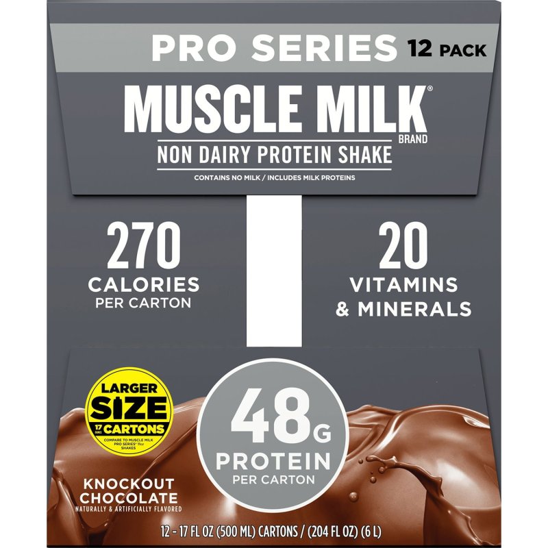 MUSCLE MILK PRO SERIES KNOCKOUT CHOCOLATE PROTEIN SHAKE 40G PROTEIN 14 FL OZ 12 CT