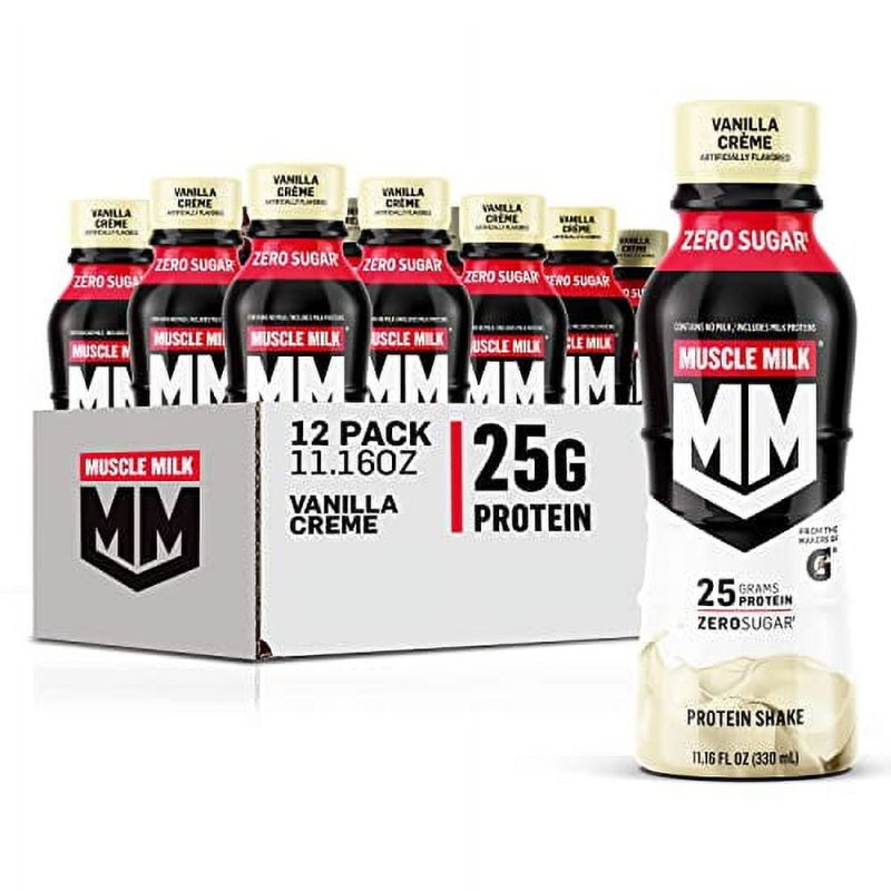 MUSCLE MILK VANILLA CREME PROTEIN SHAKE 12-PACK - 25G PROTEIN, ZERO SUGAR,