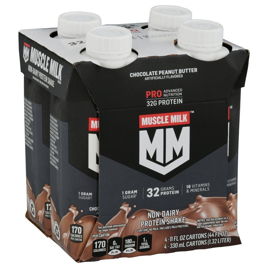 MUSCLE MILK PRO SERIES CHOCOLATE PEANUT BUTTER PROTEIN SHAKES 32G 4 PK - 11 OZ