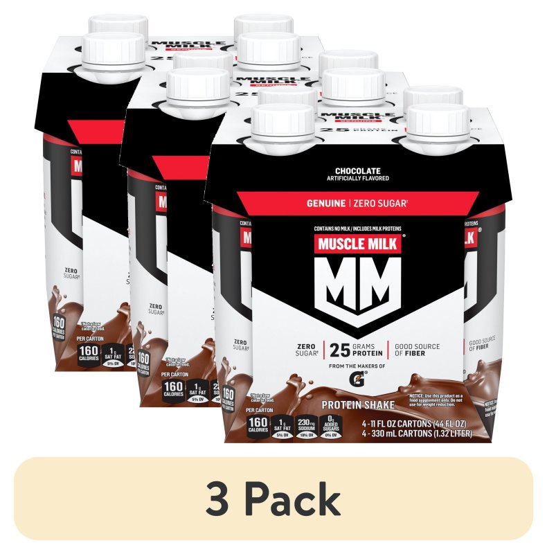 MUSCLE MILK GENUINE PROTEIN SHAKE 3-PACK CHOCOLATE FLAVOR 44 FL OZ
